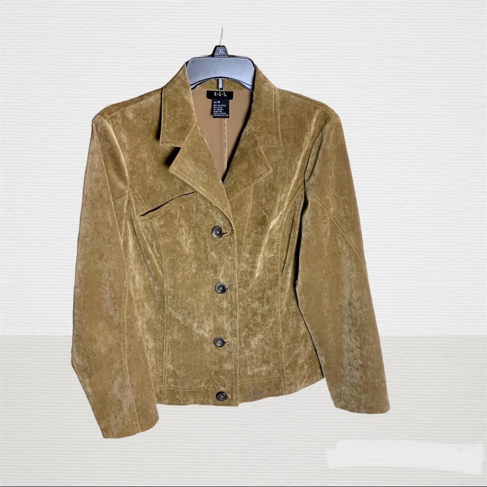 R Q T Tan Brushed Corduroy Blazer Jacket Wm M